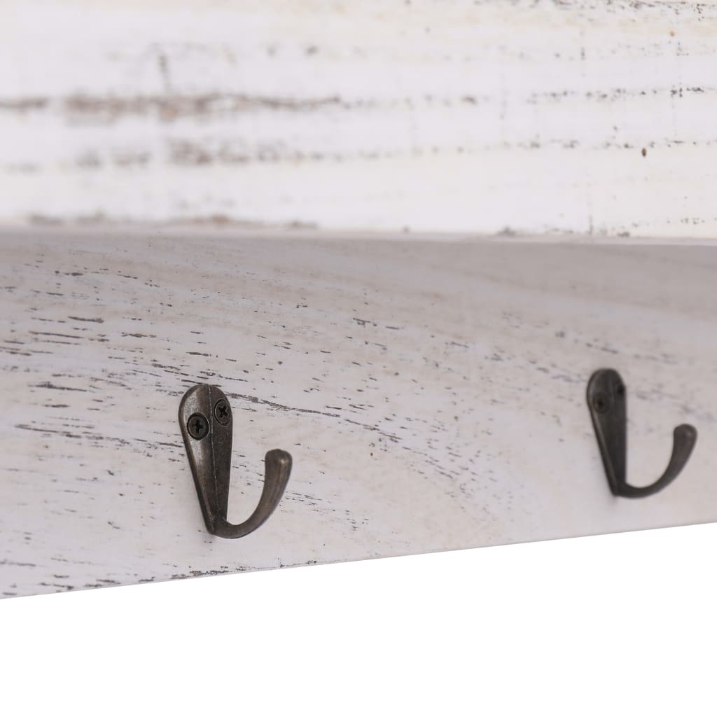 Perchero De Pared De Madera Blanco 50x10x23 Cm_4