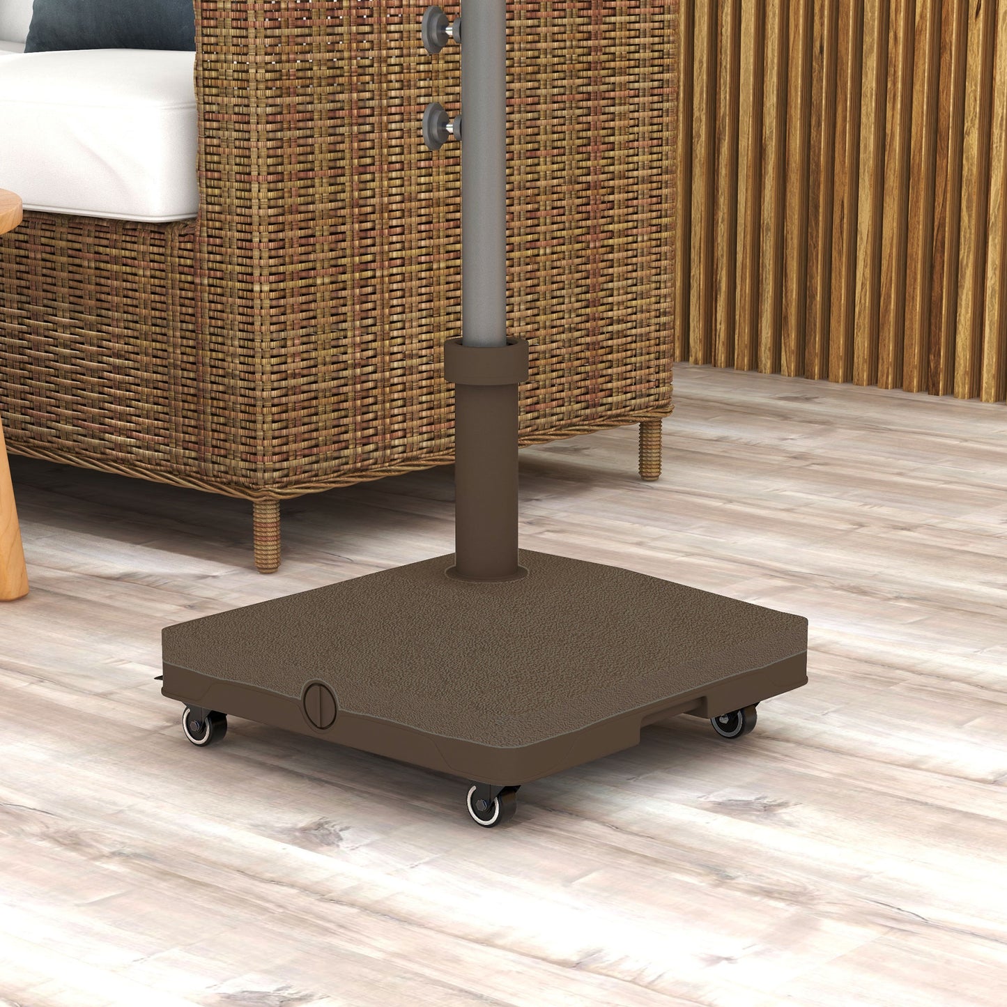 Outsunny Base Para Sombrilla Con Ruedas Rellenable De Arena O Agua 45x45x39 Cm_1