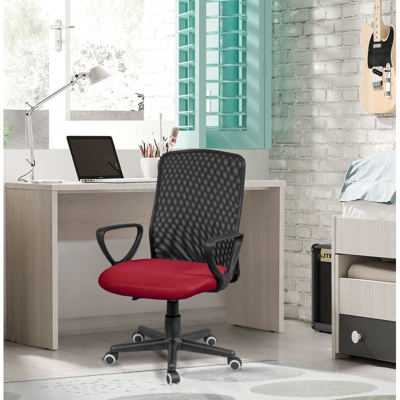 Silla De Oficina Coco Malla, Rojo, 58 X 88,5–100,5 X 55_2