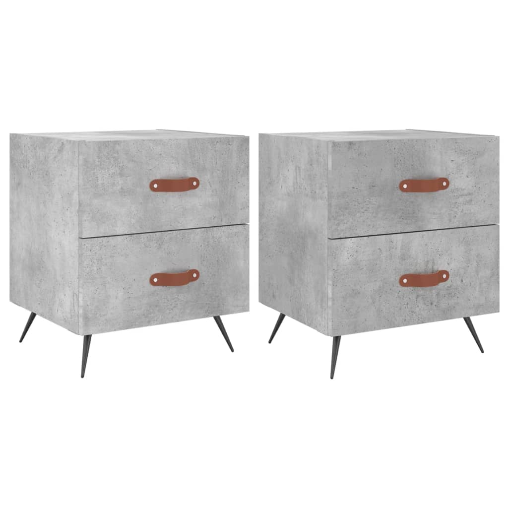 Mesita Noche 2 Uds Madera Ingeniería Gris Hormigón 40x35x47,5cm_0