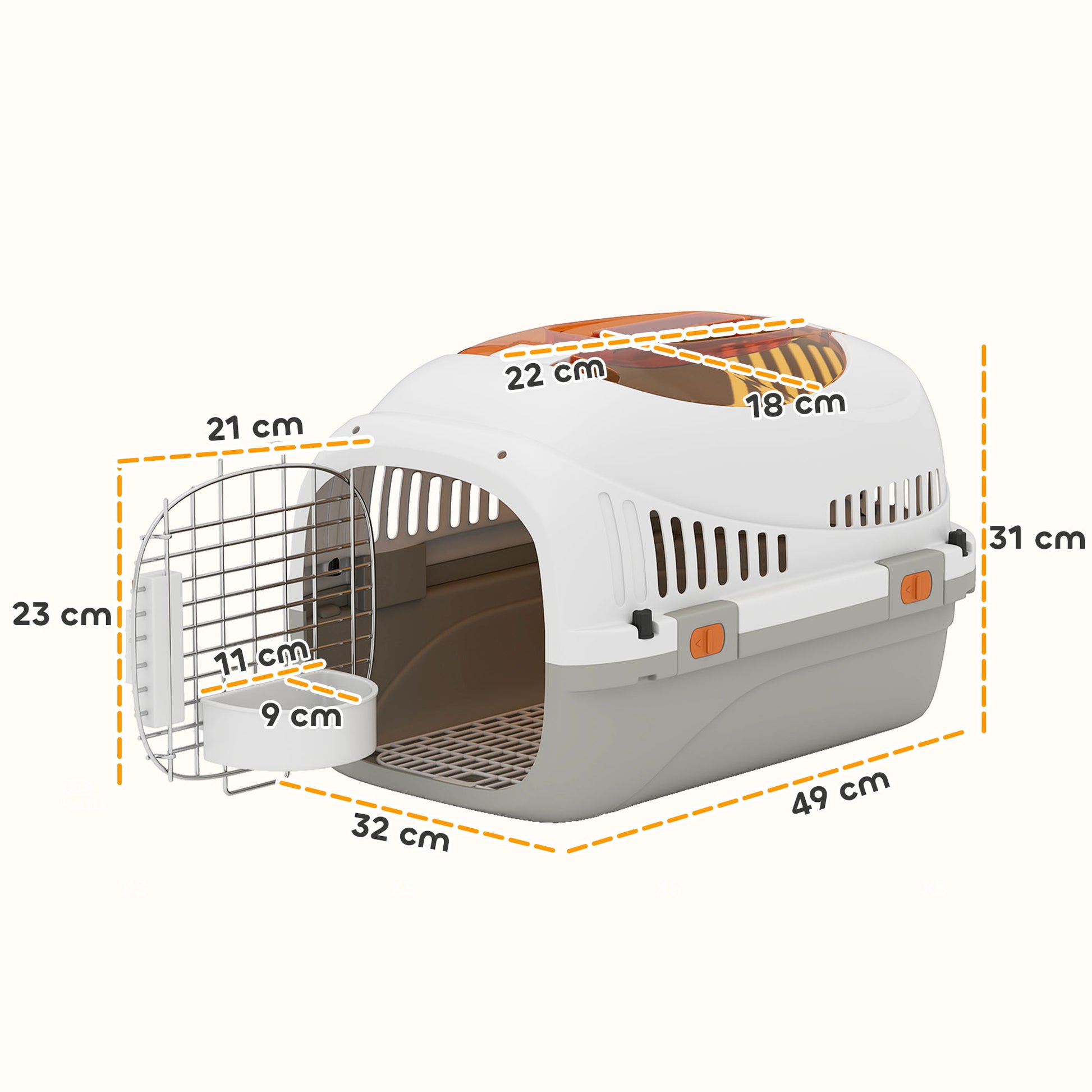 Pawhut Transportín Para Gatos Perros Pequeños De Plástico Carga 4 Kg Gris Claro_2