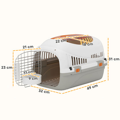 Pawhut Transportín Para Gatos Perros Pequeños De Plástico Carga 4 Kg Gris Claro_2