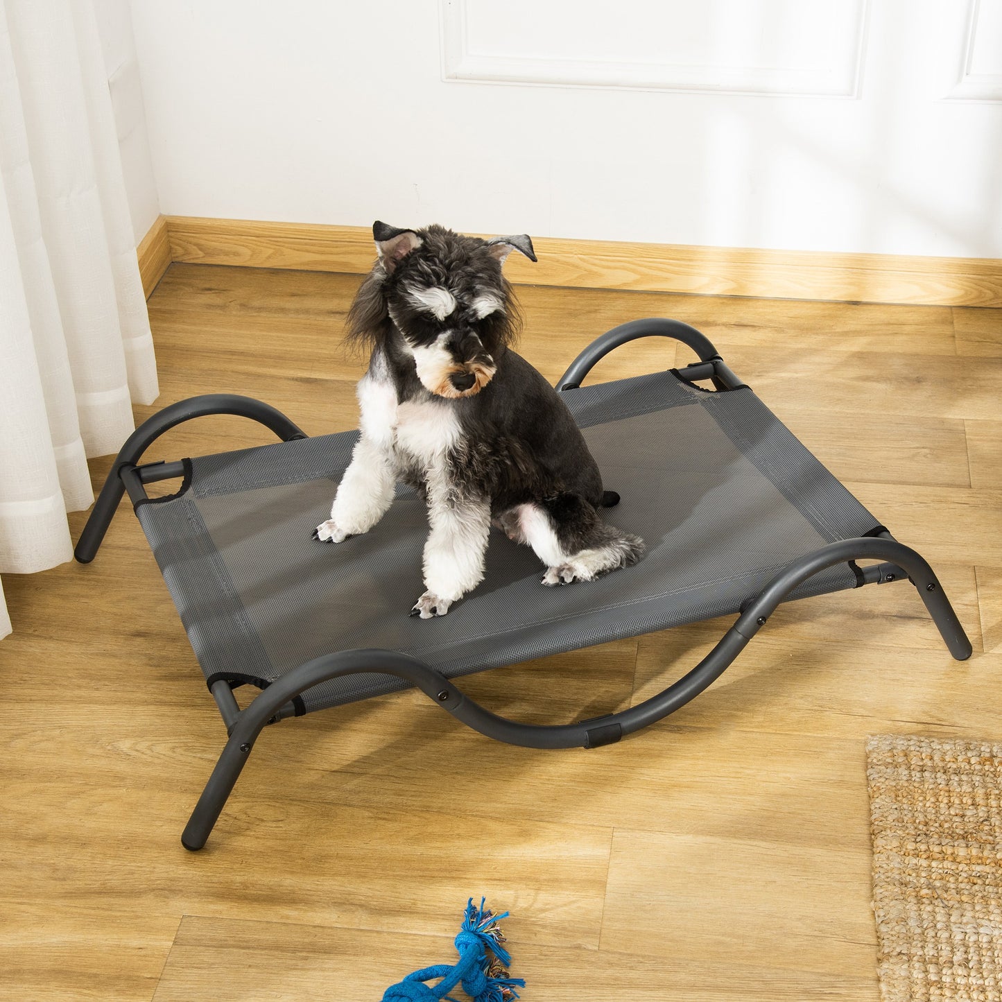 Pawhut Cama Elevada Para Perros Con Tela Malla Marco Curvo De Acero 92x55,5x21cm_3