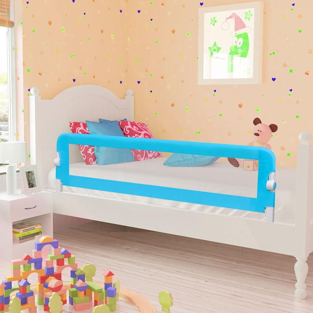 Vidaxl Barandilla De Seguridad Cama De Niño Poliéster Azul 120x42 Cm_1