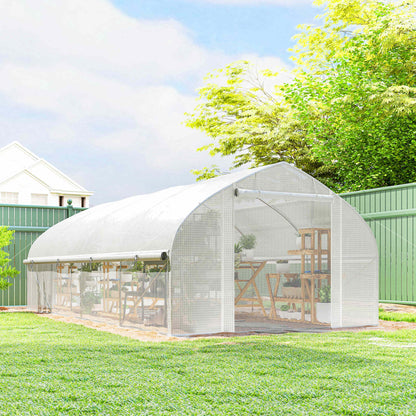 Outsunny Invernadero De Exterior 6x3x2 M Con Cubierta De Pe Anti-uv Blanco_3