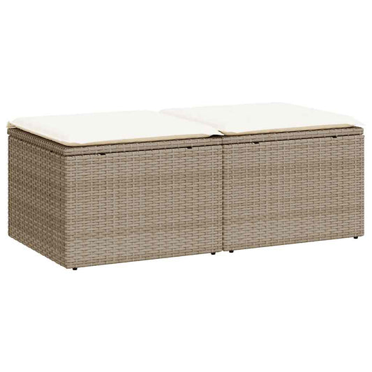 Set Sofás Jardín Y Cojines 2 Pzas Ratán Sintético Acacia Beige / Vetonek_0