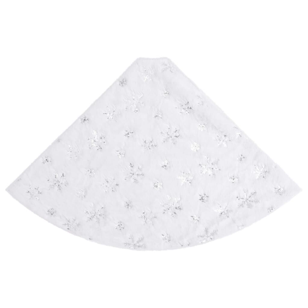 Vidaxl Falda De Árbol De Navidad De Lujo Blanca De 150 Cm De Piel Sintética_3