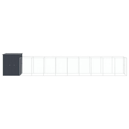 Vidaxl Caseta Perros Con Corral Acero Galvanizado Gris 165x1067x181 Cm_3