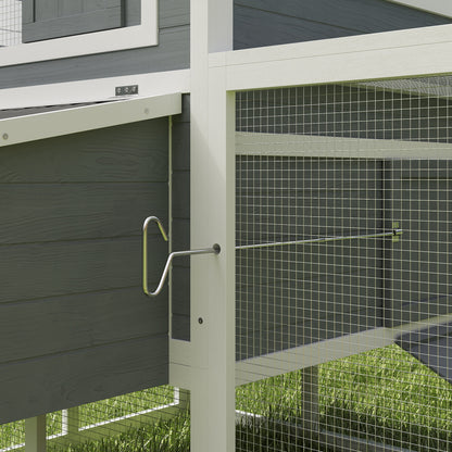 Pawhut Gallinero Para Exterior Con Columpio Perchas 315,5x150,5x140,5 Cm Gris_4