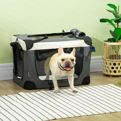 Pawhut Transportín Para Perros Gatos Plegable Cojín Suave 60x41x41 Cm Gris_1