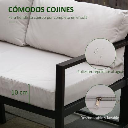 Outsunny Conjunto De Muebles De Jardín Con Mesa Sofá Doble Y Sofá De 3 Plazas_5