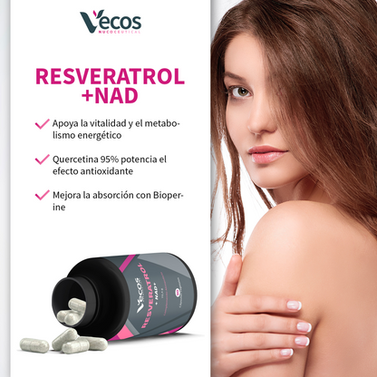 Resveratrol + Nad⁺ Vecos 90 Cápsulas | Antioxidante Y Antienvejecimiento | Resveratrol + Quercetina_3