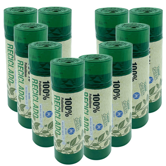 100% Reciclado 10 Rollos De 20 Bolsas De Basuracon Autocierre 30l