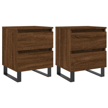 Mesitas Noche 2 Uds Madera Ingeniería Marrón Roble 40x35x50 Cm_0