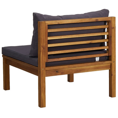 Vidaxl Juego De Sofás 2 Pzas Con Cojines Gris Oscuro Madera De Acacia_5