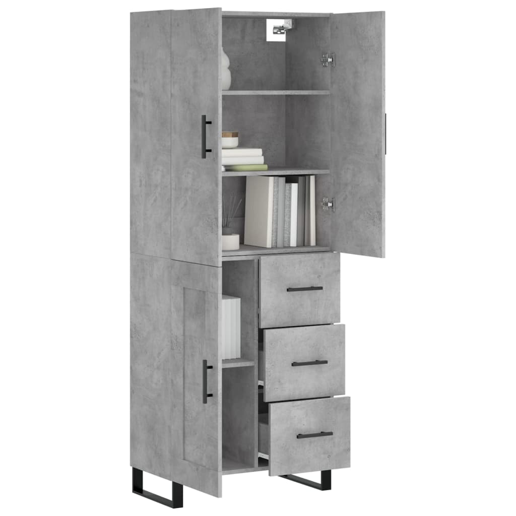 Aparador Alto Madera Contrachapada Gris Hormigón 69,5x34x180 Cm_2