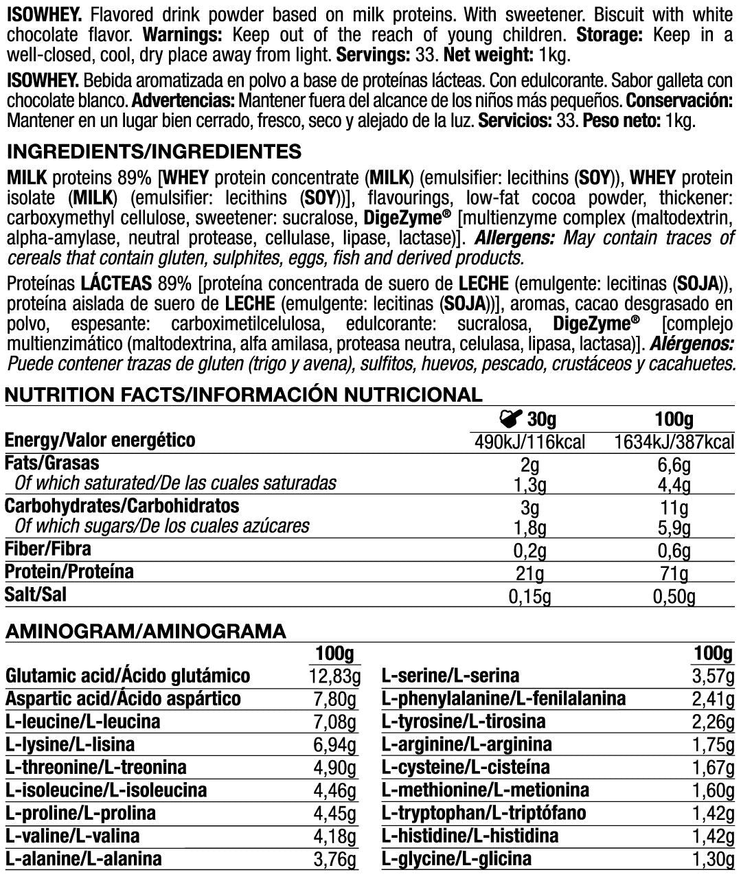 Isowhey - 1kg - Chocolate Blanco Con Choco Rings - Proteína De Aislado De Suero Isolate - Quamtrax_5