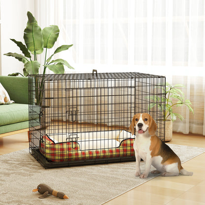 Pawhut Transportín Jaula De Transporte De Metal Para Perro 106x71,5x76 Cm Negro_1