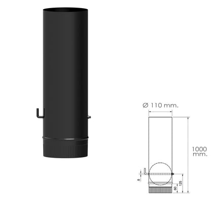 Wolfpack Tubo De Estufa Acero Vitrificado Negro Ø 110 Mm. Con Llave Estufas De Leña, Chimenea, Alta Resistencia, Color Negro_1