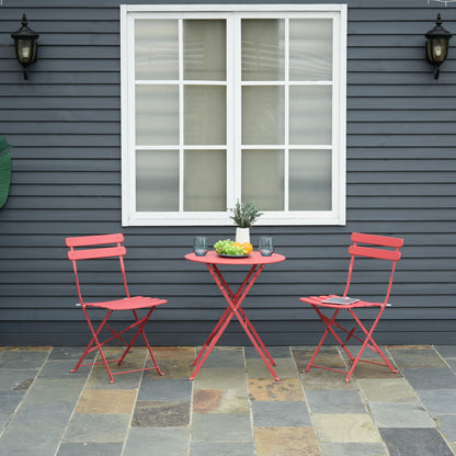 Outsunny Conjunto De Muebles Plegables De Jardín Mesa Y 2 Sillas De Metal Ø60x71_1