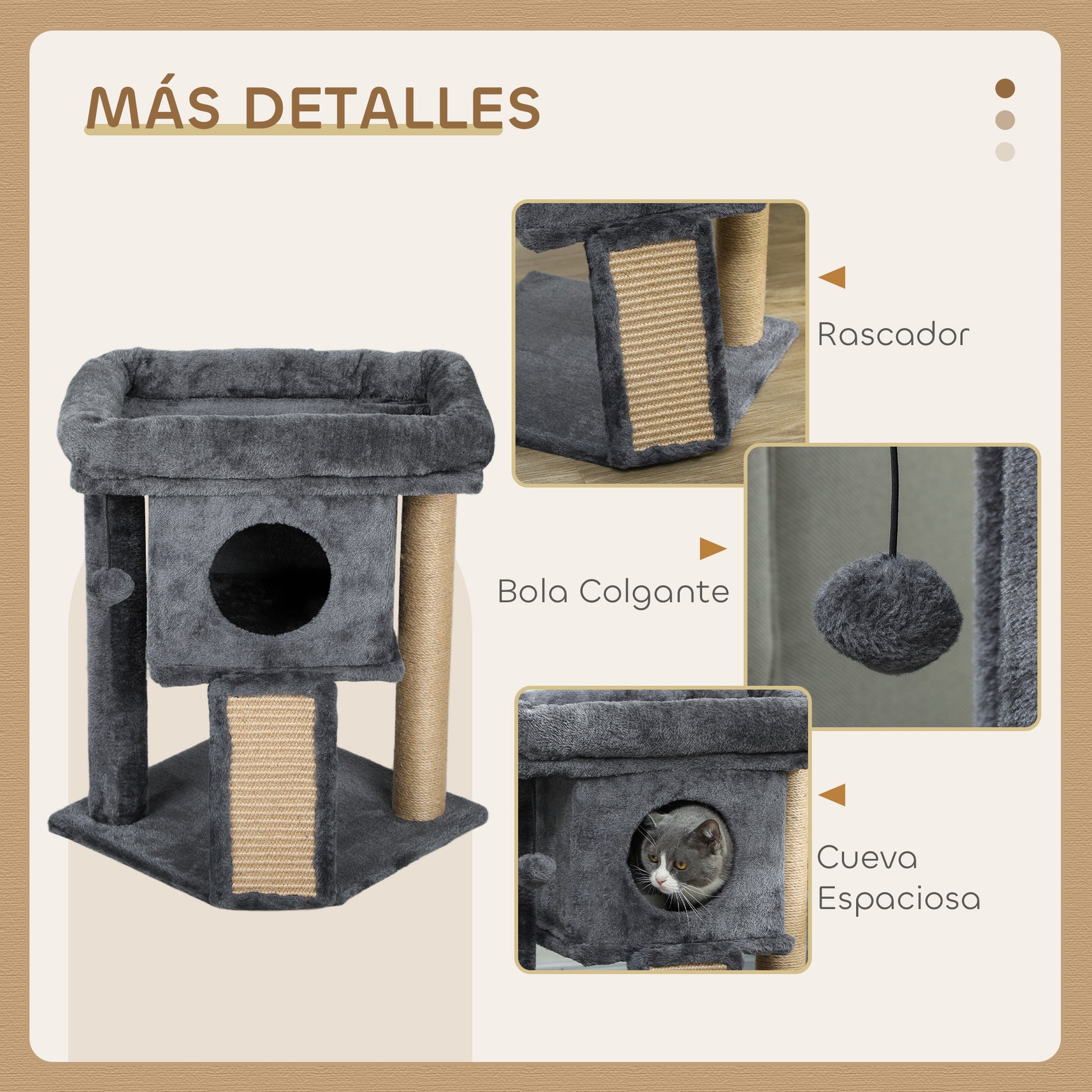 Pawhut Árbol Rascador Para Gatos Pequeños 57 Cm_4
