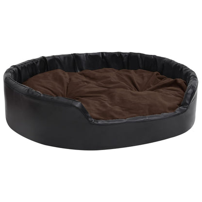 Vidaxl Cama De Perros Felpa Y Cuero Sintético Negro Marrón 99x89x21 Cm_0