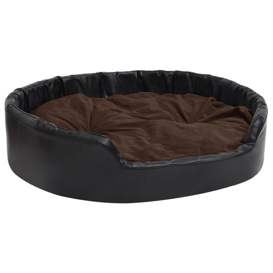 Vidaxl Cama De Perros Felpa Y Cuero Sintético Negro Marrón 99x89x21 Cm_0