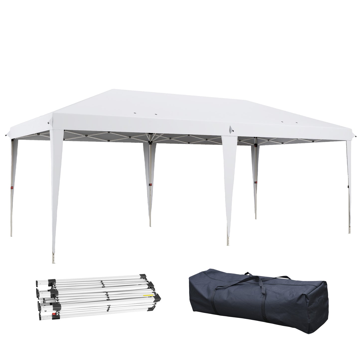 Outsunny Carpa Plegable 6x3 M Con Altura Ajustable Anti-uv Blanco_0
