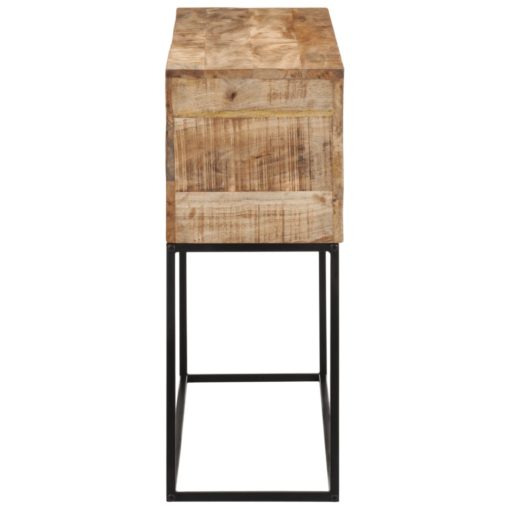 Mesa Consola Madera Maciza Mango Rugosa Y Hierro 110x30x75 Cm_1