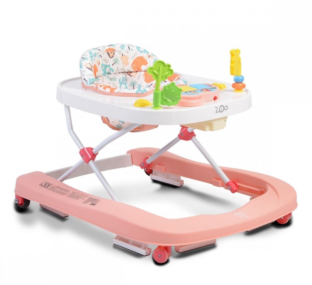 Andador Con Bandeja Musical Y Juguetes Zoo Pink_0