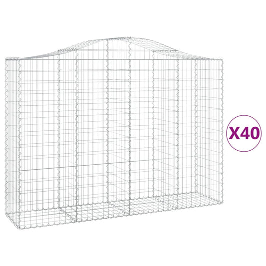 Cestas Gaviones 40 Uds Forma De Arco Hierro 200x50x140/160 Cm_0