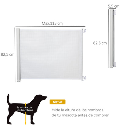 Pawhut Barrera Para Perros Retráctil Con Ancho Ajustable 5,5-115 Cm Blanco_2