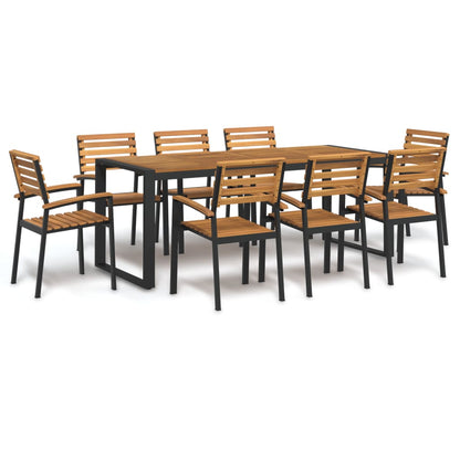 Juego De Comedor De Jardín 9 Pzas Madera Maciza Acacia Y Metal / Vetonek_3