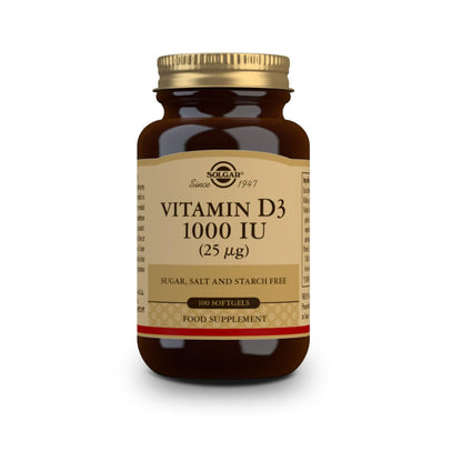 Vitamina D3 1000 IU, 100 perlas de 25μg
