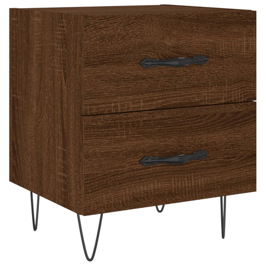 Mesita De Noche Madera De Ingeniería Roble Marrón 40x35x47,5 Cm_0