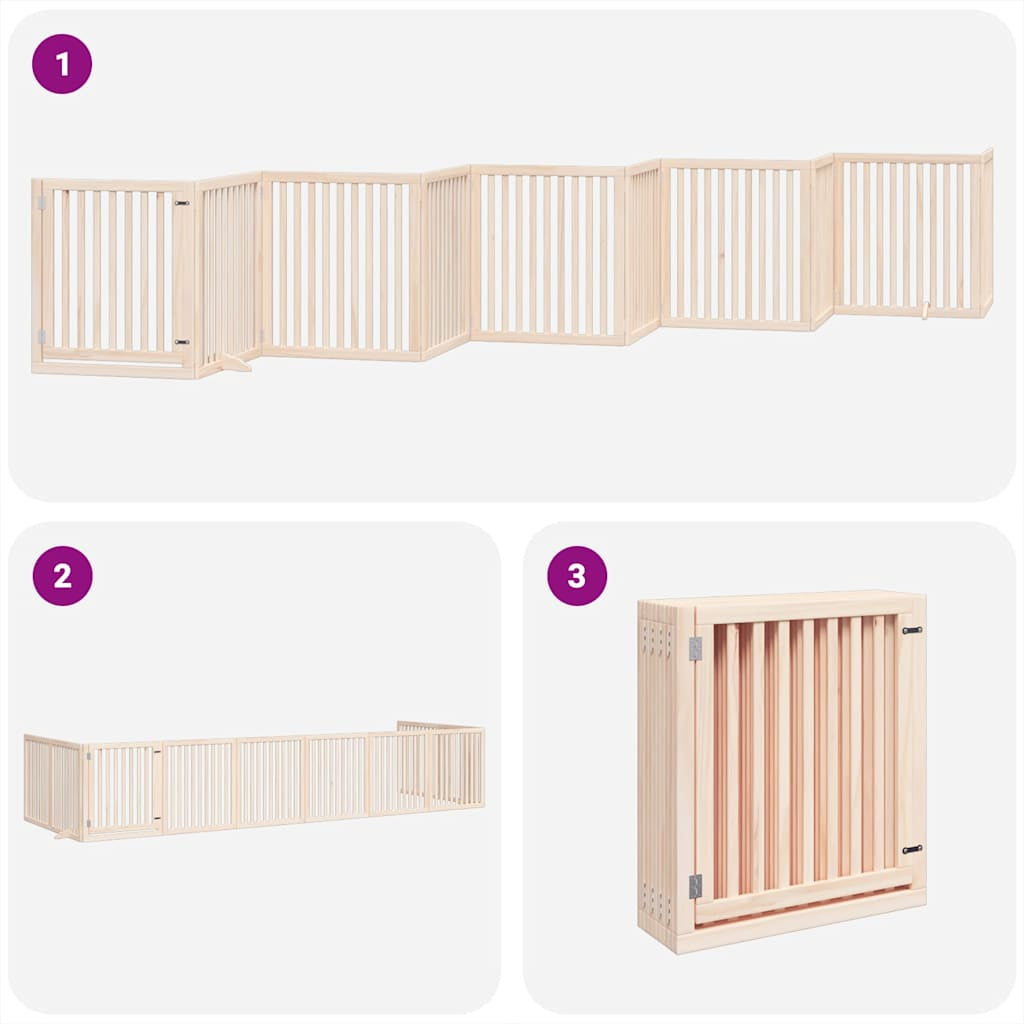 Vidaxl Puerta Para Perros Plegable 10 Paneles Madera De Álamo 800 Cm_3