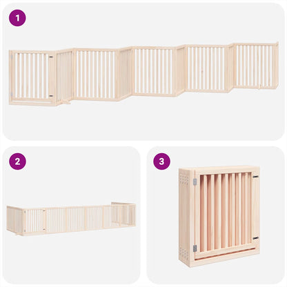 Vidaxl Puerta Para Perros Plegable 10 Paneles Madera De Álamo 800 Cm_3