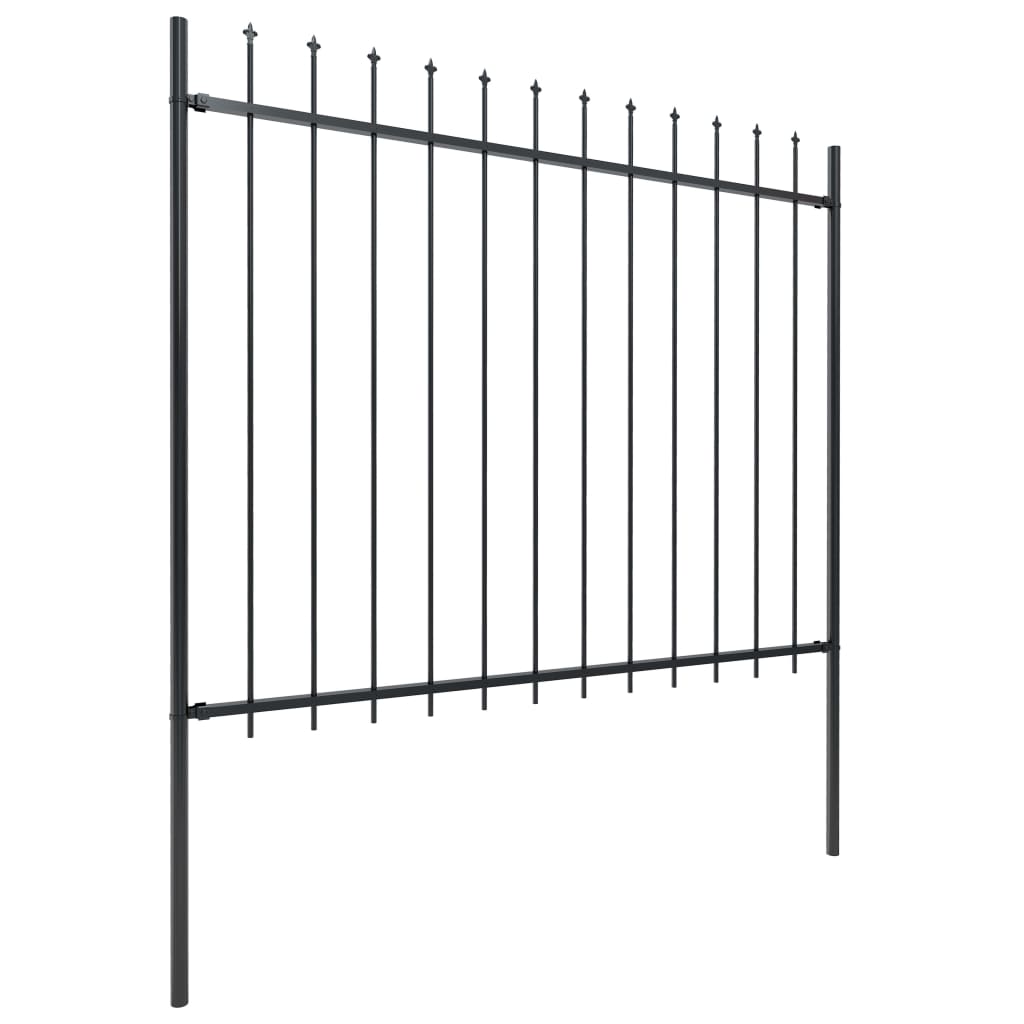 Valla De Jardín Con Puntas De Lanza Acero Negro 1,7x1,5 M / Vetonek_3