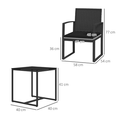 Outsunny Conjunto De Muebles De Jardín De Ratán Sintético Con Cojines Negro_2