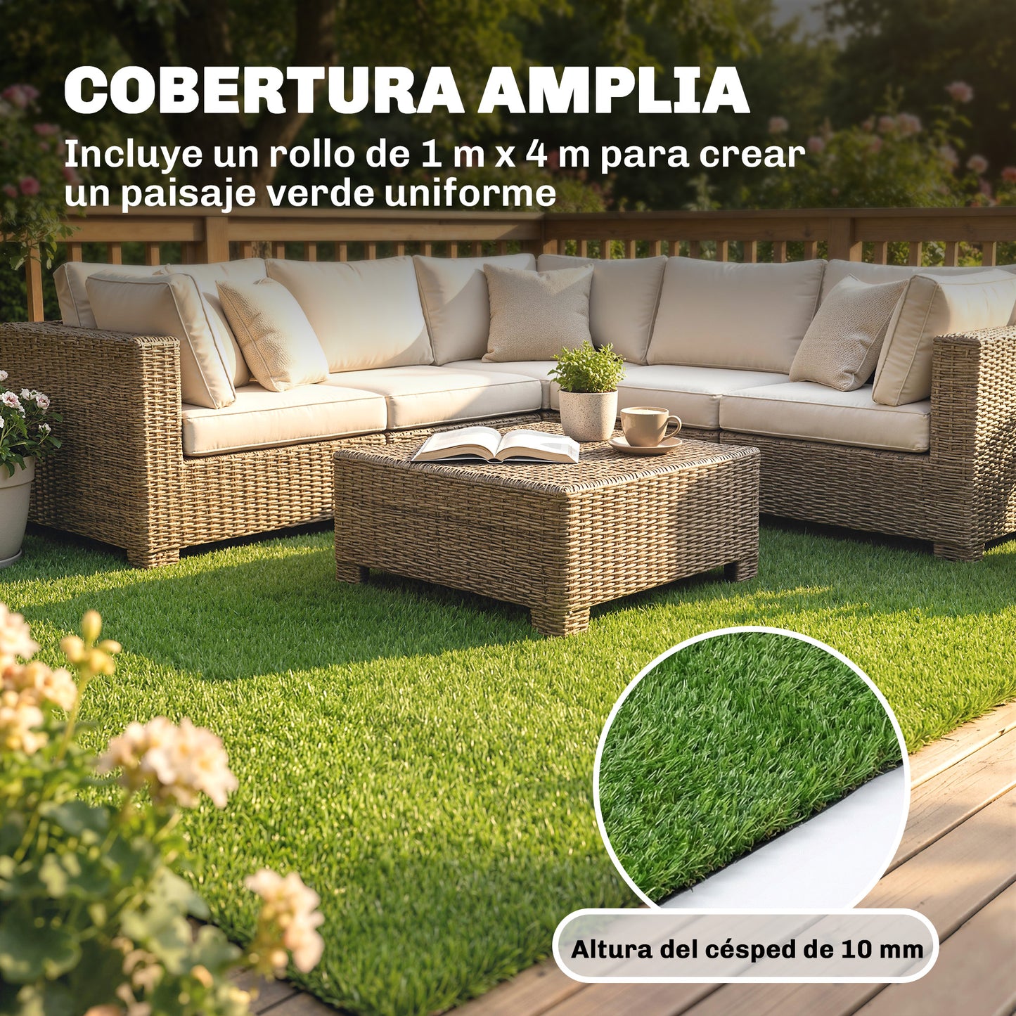 Outsunny Césped Artificial 1m X 4m_3
