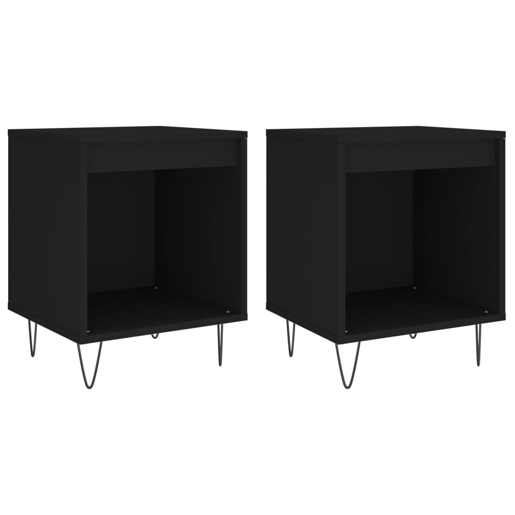 Mesitas De Noche 2 Uds Madera De Ingeniería Negro 40x35x50 Cm_0