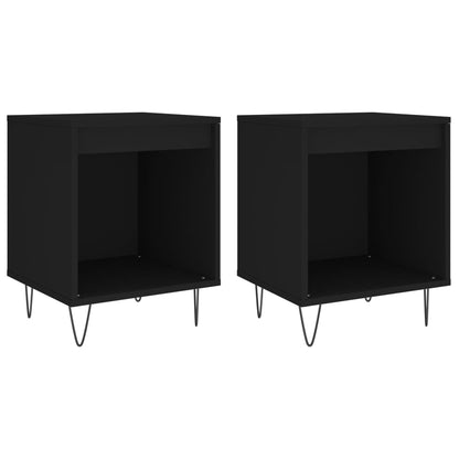 Mesitas De Noche 2 Uds Madera De Ingeniería Negro 40x35x50 Cm_0