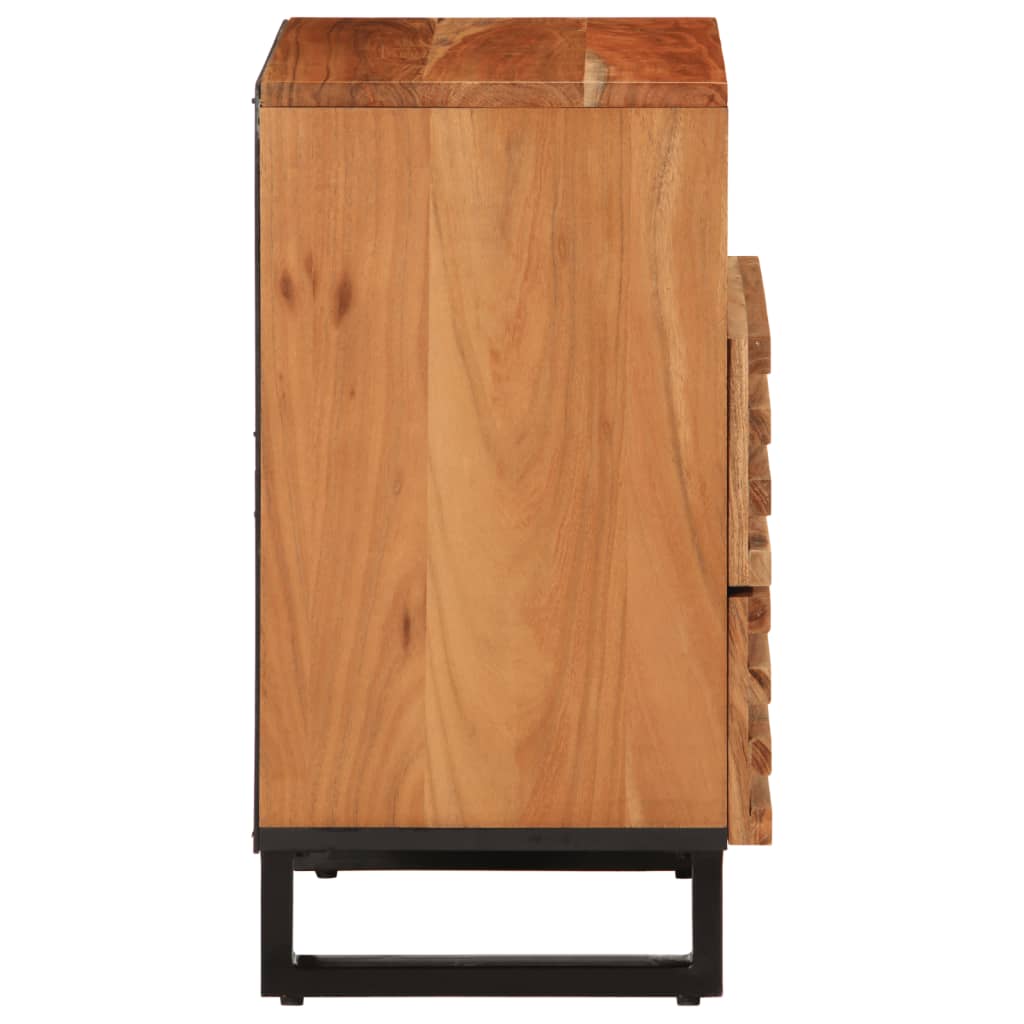 Mesita De Noche Madera Maciza Mango Marrón 50x34x62 Cm_2