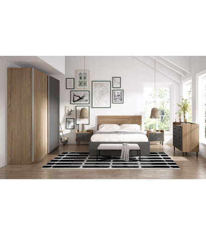 Cómoda Para Dormitorio Modelo Marta 3 Cajones Acabado Nogal/pizarra, 91.6cm(ancho) 75cm(a_5