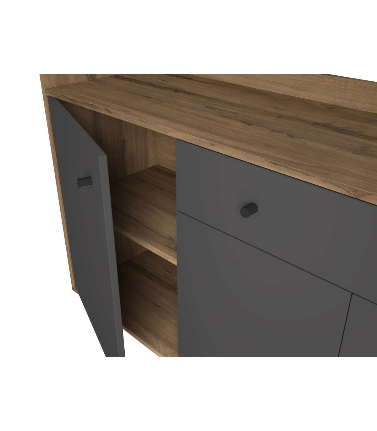 Mueble Aparador Marta 3 Puertas 1 Cajón Acabado Pizarra/sabi, 136cm(ancho) 80cm(alto) 40c_3