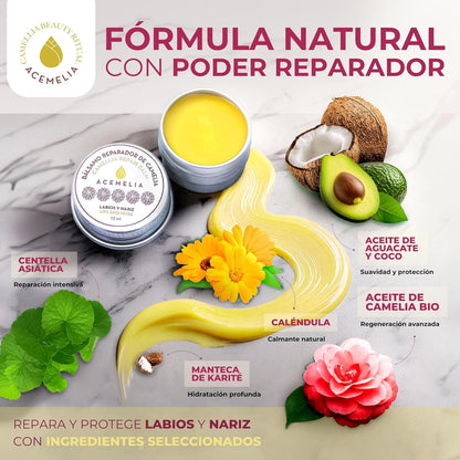 Labial Reparador para labios y nariz en lata con Aceite de Camelia