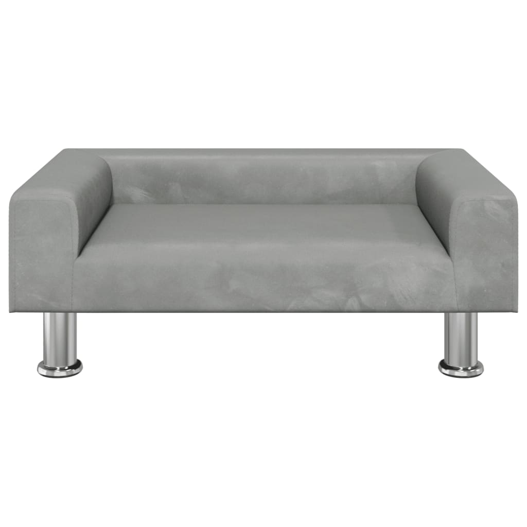 Cama Para Perros De Terciopelo Gris Claro 70x45x26,5 Cm / Vetonek_1