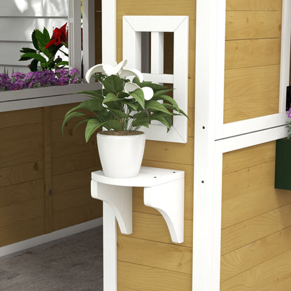 Outsunny Casa De Jardín Infantil Con Jardineras 114x126,4x135 Cm Natural_4