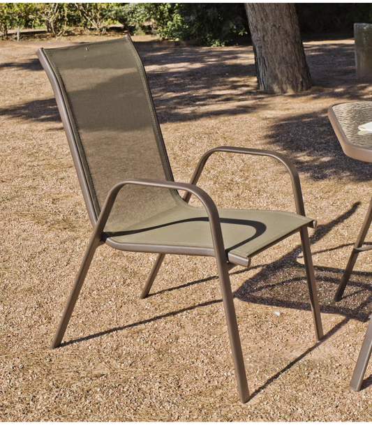 Pack De 4 Sillones Acero/textilen Macao-3 Apilables Bronce. 94 Cm(alto) 54 Cm(ancho)84 Cm(_0