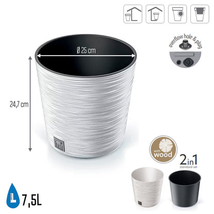 Macetero Color Blanco, Con Depósito, Colección Furu, De 25 X 25 X 24,7 Cm, Capacidad De 7,5 L._1